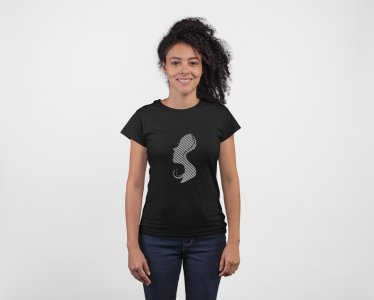 Beautiful hair girl - Line Art for Female - Half Sleeves T-shirt