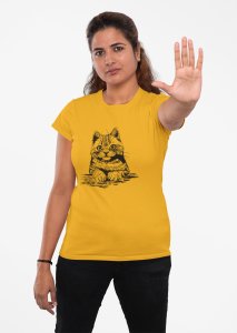 Cat Eyes - Line Art for Female - Half Sleeves T-shirt