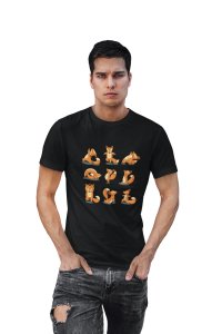 Baby fox doing yoga -printed round crew neck cotton tshirts for men