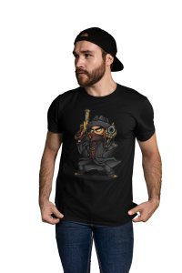 Man with guns -round crew neck cotton tshirts for men