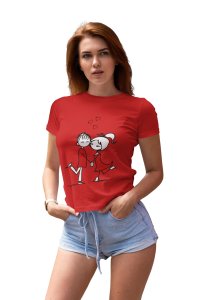 Cute Couple Holding Hands- Cute Little Hearts Romantic Red-Printed T-Shirts