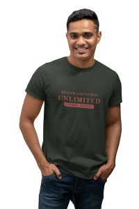 Health and Fitness, Unlimited, No Pain, No Gain, (BG Light Brown), Round Neck Gym Tshirt - Foremost Gifting Material for Your Friends and Close Ones