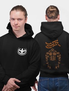 Work Hard (BG Brown)printed artswear black hoodies for winter casual wear specially for Men