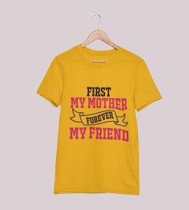 First my mother (BG pink & white) - round crew neck cotton tshirts for men