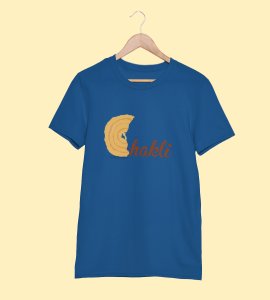 Chakli text printed diwali themed unisex round neck blended blue t-shirt specially for diwali festival