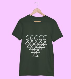 Saraswati yantra printed diwali themed unisex round neck blended green t-shirt specially for diwali festival