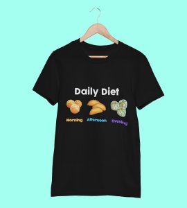 Diwali special sweets printed diwali themed unisex round neck blended black t-shirt specially for diwali festival