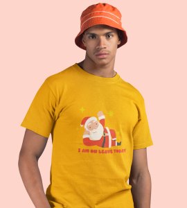 Vacational Santa: Humorously Printed T-shirt (Yellow) Best Gift For Secret Santa