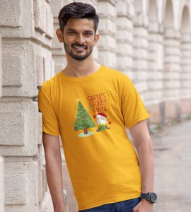 Santa's Secret Santa: Elegantly Printed T-shirt (Yellow) Perfect Gift For Secret Santa