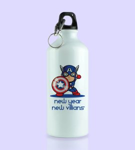 New Year, New Villans, Men's Printed Sublimated Aluminium Water Bottle