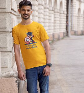 New Year New Villans Yellow Men Printed T-shirt For Mens Boys