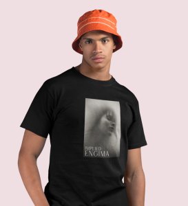 Untold Enigma, Black Metro Fusion: Men's Oversized Tee featuring Front Print Detail