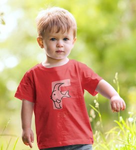 Fishy Fish, Printed Cotton tshirt (red) for Boys