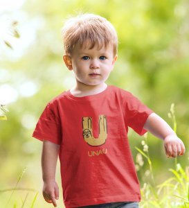 Ugly Unau, Boys Cotton Text Print tshirt (red) 