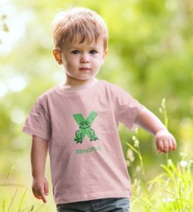 Xenopus Octopus,Boys Cotton Text Print Tshirt (baby pink)