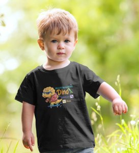 Dino Skater, Printed Cotton Tshirt (black) for Boys