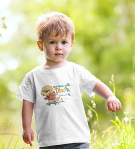 Dino Skater, Printed Cotton Tshirt (White) for Boys