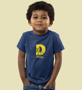 Doggy Dog, Boys Round Neck Printed Blended Cotton Tshirt (Navy blue)