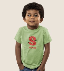 Slippery Snake, Boys Printed Crew Neck Tshirt (Olive)